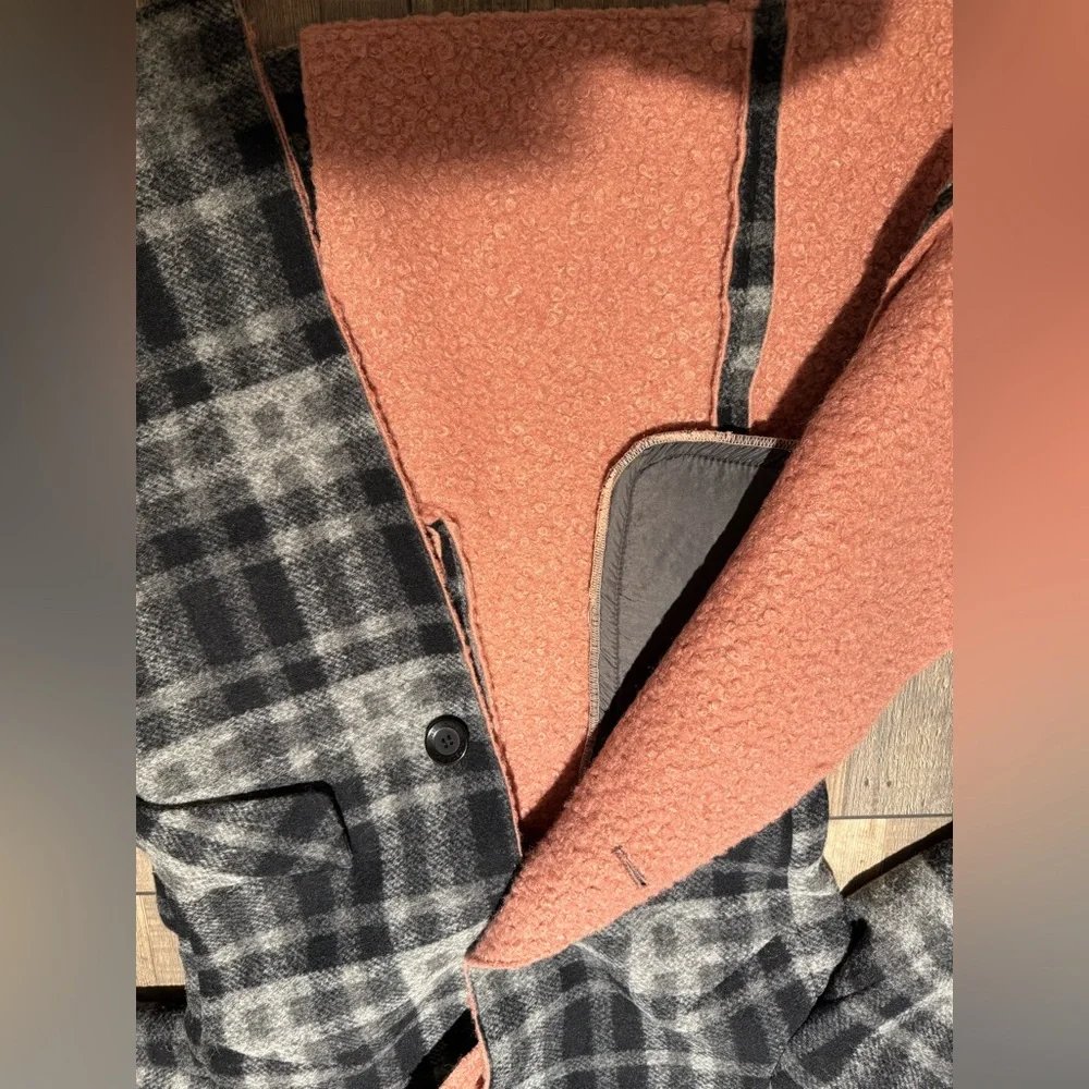 Sam Edelman Small Plaid Wool-Blend Coat with Pink Accents EUC - Picture 8 of 8